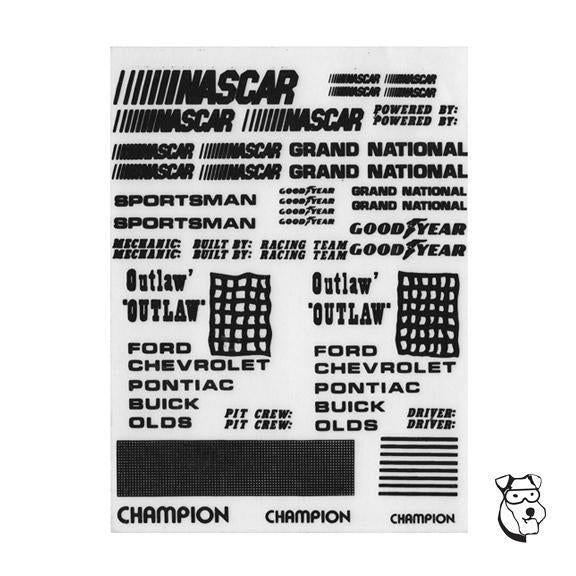 1/32 Champion Stock Car Words Decal Sheet - Black 373A