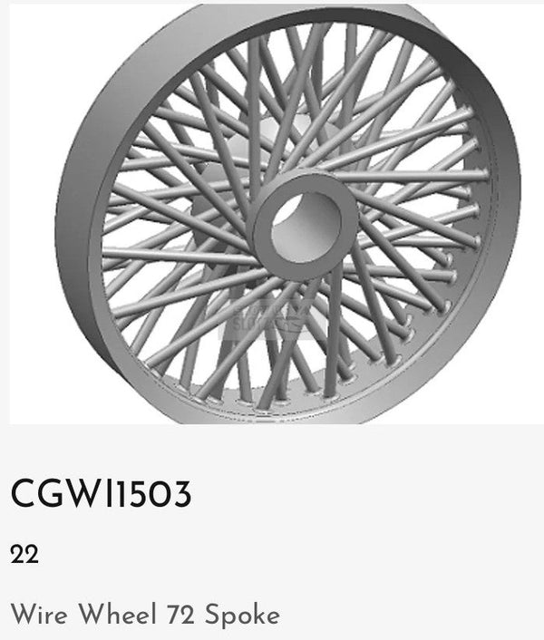 CG Slotcars 72 Spoke Wire 15mm Wheel Insert CGWI1503