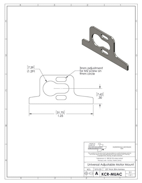 KC Racing Brushless Motor Mount KCR-MUAC