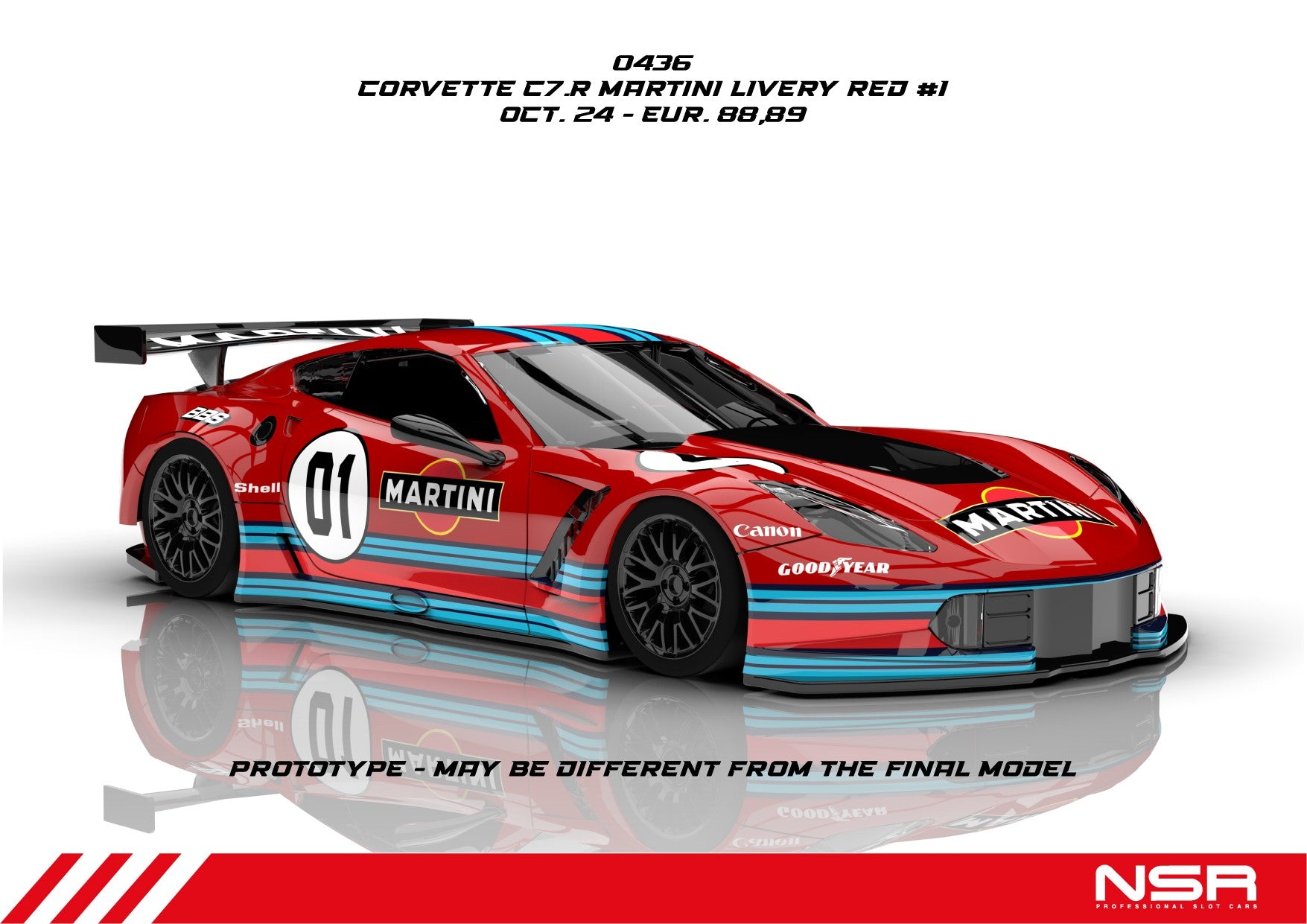 NSR 0436 Corvette C7R Martini Livery Red No1 N0436SW – Show Us Ya