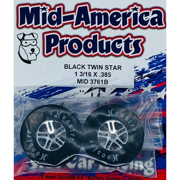 Mid America 1 3/16 x 0,385 schwarze Twin Star Drag Wheels MID3761B
