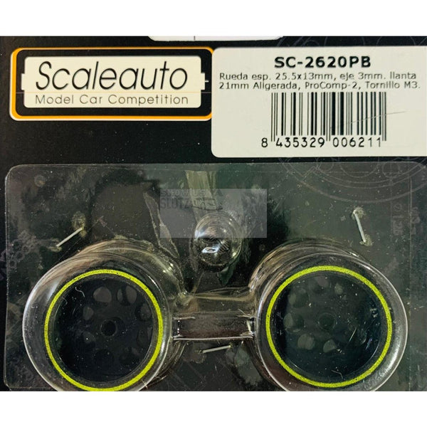 Scaleauto 1:24 ProComp2 25.5x13 Spugna Nero Ruote SC-2620PB