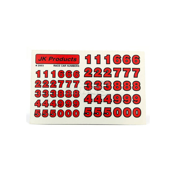 JK Race Car Numbers Red S16